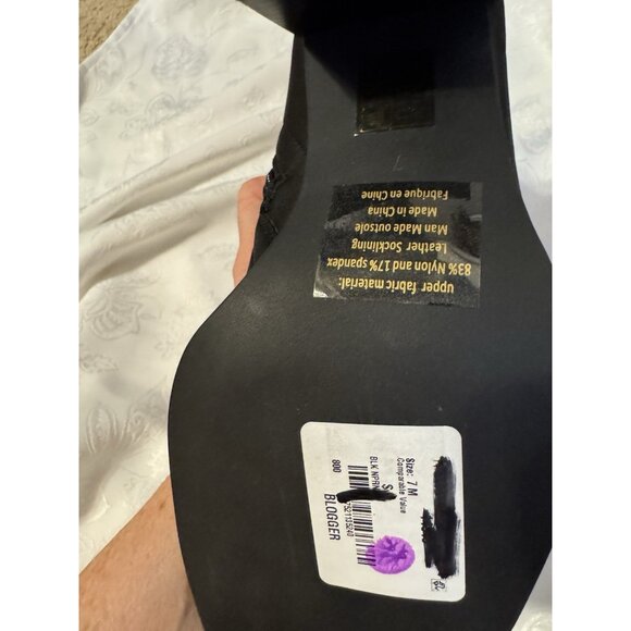 JEFFREY CAMPBELL 7 Black Block Heel Boot Bootie Stretch Mid Calf NEW - Picture 16 of 16